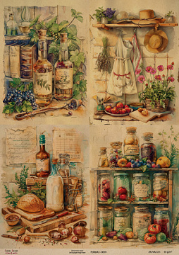 Kraftowy papier do decoupage, 29,7x42 cm, „Botany Vintage”, #0059