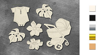 Chipboard embellishments set, Boho Baby #814