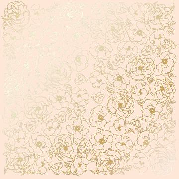 Sheet of single-sided paper with gold foil embossing, pattern Golden Pion Beige, 12"x12"