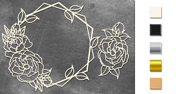 Chipboard embellishments set, "Frame with roses" #350