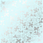 Sheet of single-sided paper embossed with silver foil, pattern Silver Winterberries Mint 12"x12" 