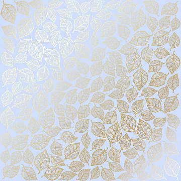 Sheet of single-sided paper with gold foil embossing, pattern Golden Leaves mini, color Purple