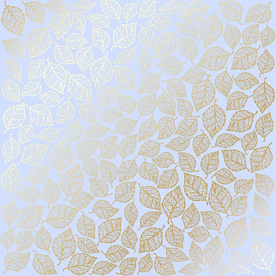 лист односторонней бумаги с фольгированием, дизайн golden leaves mini, purple, 30,5см х 30,5см