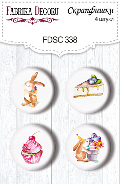 Set of 4pcs flair buttons for scrabooking "Sweet Birthday 1" #338