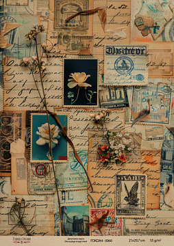 Kraft decoupage paper, 21x29,7cm, “Botanica Vintage”, #0060
