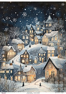 Decoupage Card "Houses in the Snow", #0886, 29.7x42cm