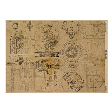 Kraft paper sheet Mechanics and steampunk #05, 16,5’’x11,5’’ 