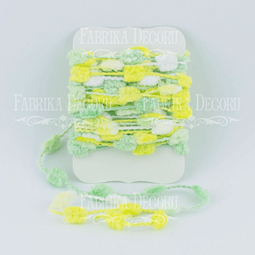 Webbing with pompons set  Melange green