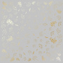 Sheet of single-sided paper with gold foil embossing, pattern Golden Dill Gray, 12"x12"