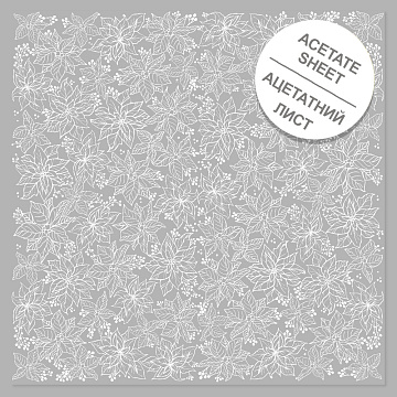 Acetate sheet with white pattern White Poinsettia 12"x12"