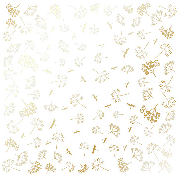 Blatt aus einseitigem Papier mit Goldfolienprägung, Muster Golden Dill White, 12"x12"