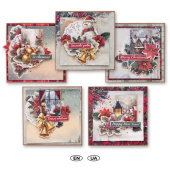set for creating 5 cards “happy christmas” 15 x 15cm