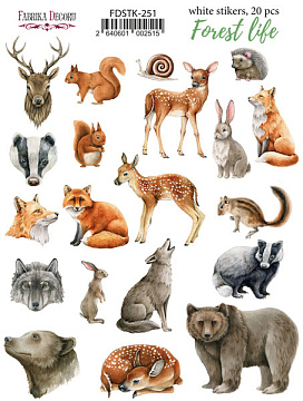 Set of stickers 20pcs Forest life #251