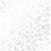 лист односторонней бумаги с серебряным тиснением, дизайн silver branches white, 30,5см х 30,5см