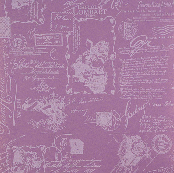 Kraft paper sheet 12"x12"  Vintage card on lilac