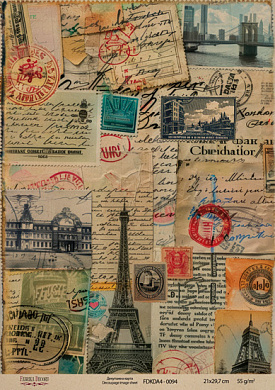 декупажная карта на крафт бумаге 21x29,7см, "travels", #0094 фабрика декору