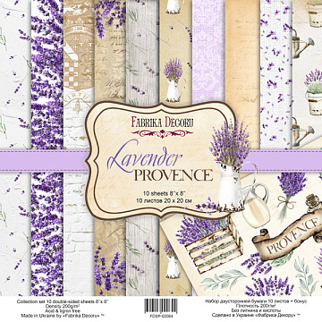 Doppelseitiges Scrapbooking-Papierset Lavender Provence, 20 cm x 20 cm, 10 Blätter