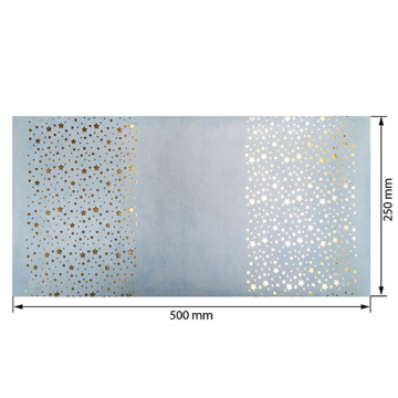 Piece of PU leather for bookbinding with gold pattern Golden Stars Blue, 50cm x 25cm - 2