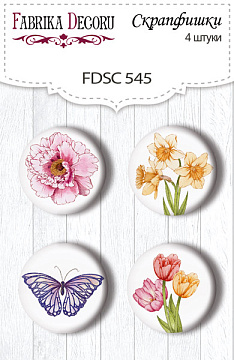 Set of 4pcs flair buttons for scrabooking Spring inspiration #545