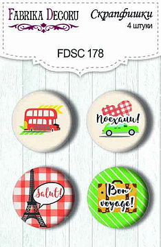 Set mit 4 Stk. Flair Buttons zum Scrapbooking "Salut" #178