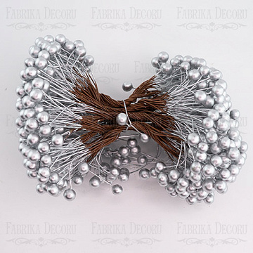 Set of lacquer guelder rose berries, mini Silver, 20pcs