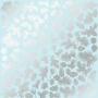 Sheet of single-sided paper embossed with silver foil, pattern Silver Pine cones Blue 12"x12" 