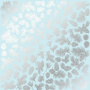 Sheet of single-sided paper embossed with silver foil, pattern Silver Pine cones Blue 12"x12" 