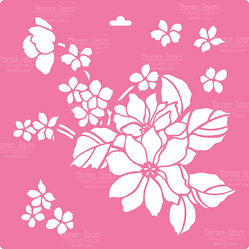 Stencil for decoration XL size (30*30cm), Bunch of clematis #014