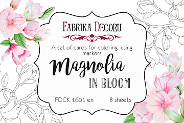 Set mit 8 Stück 10х15cm zum Ausmalen mit Markern Magnolia in bloom EN