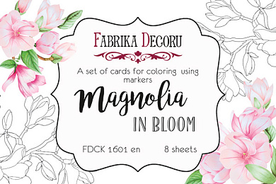 набор открыток для раскрашивания маркерами magnolia in bloom en 8 шт 10х15 см