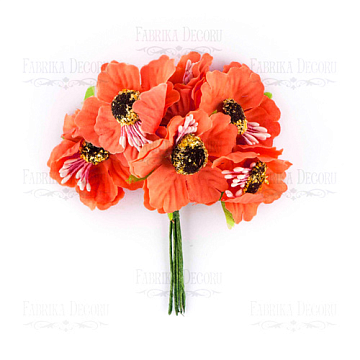 Set of poppies orange, 6 pcs
