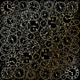 Sheet of single-sided paper with gold foil embossing, pattern Golden Clocks Black 12"x12" 
