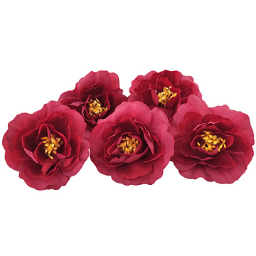 A tea rose flower with stamens, color Cherry, 1pc