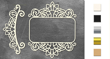 Chipboard embellishments set,  Frame and border with curls 1 #525