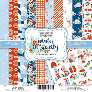 Double-sided scrapbooking paper set Winter in the city 12"x12" 10 sheets