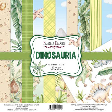 Doppelseitig Scrapbooking Papiere Satz Dinosauria, 30.5 cm x 30.5cm, 10 Blätter