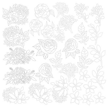 Sheet of paper 12"x12" for coloring using markers, Misterious garden