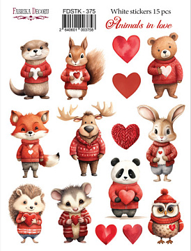 Set of stickers 15 pcs, Animals in love, #375