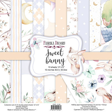 Doppelseitig Scrapbooking Papiere Satz Sweet Bunny, 30.5 cm x 30.5cm, 10 Blätter