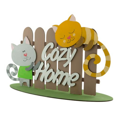 diy wooden coloring set, desk composition "cats on the fence", #006 - 2