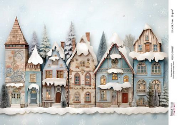 Decoupage card «Christmas houses-017» #000867, 21cm x 29,7cm