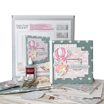 Zestaw DIY do tworzenia dziecięcego scrapbooking albumu "Dreamy Baby Girl", 20cm x 20cm, #08