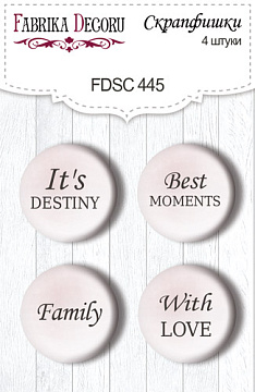 Set of 4pcs flair buttons for scrabooking Nostalgia EN #445