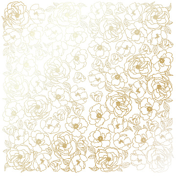 Sheet of single-sided paper with gold foil embossing, pattern Golden Pion White, 12"x12"