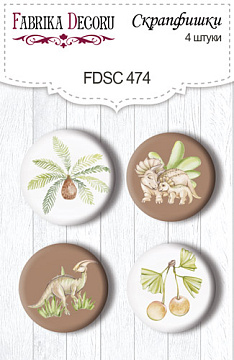 Set of 4pcs flair buttons for scrabooking Dinosauria #474