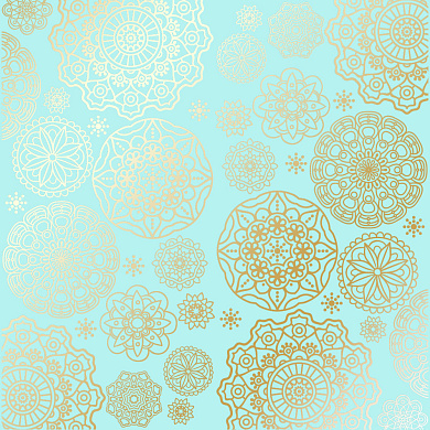 лист односторонней бумаги с фольгированием, дизайн golden napkins turquoise, 30,5см х 30,5 см