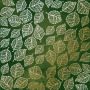 Sheet of single-sided paper with gold foil embossing, pattern Golden Delicate Leaves, color Green aquarelle, 12"x12"