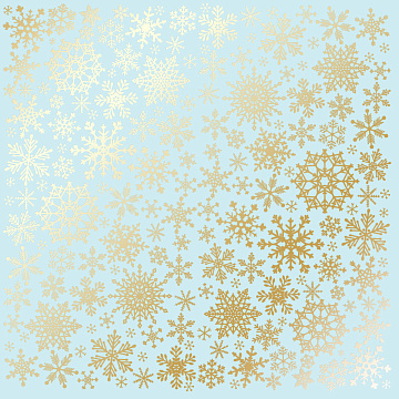 Blatt aus einseitigem Papier mit Goldfolienprägung, Muster Golden Snowflakes Blue, 12"x12"