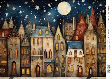 Decoupage card «Christmas houses-03» #000853, 21cm x 29,7cm