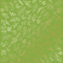 Sheet of single-sided paper with gold foil embossing, pattern "Golden Branches, color Bright green"
